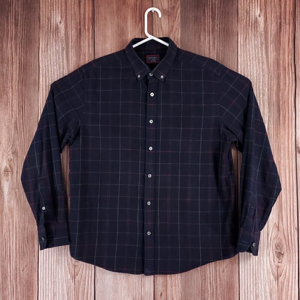 UNTUCKit Capezzana Slim Fit Mens XL Plaid Check LS Button Down Flannel Shirt